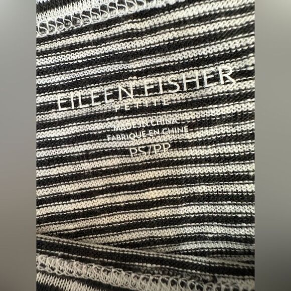 EILEEN FISHER 100% ORGANIC LINEN SHORT SLEEVE STRIPED T- SHIRT TOP Petite Small - Picture 8 of 10